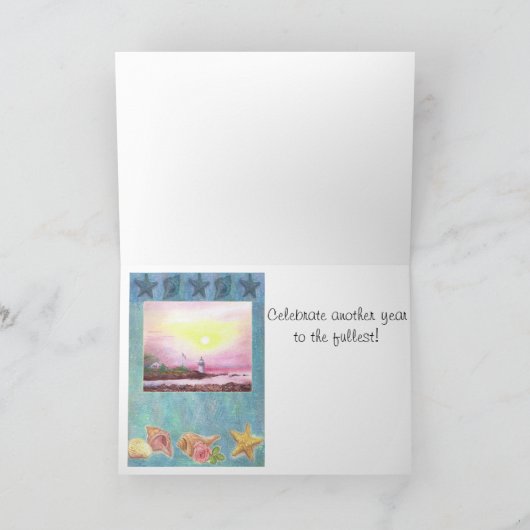 イラスト付き ライトハウス ガーデン オーダーメイド バースデー カード (内部)