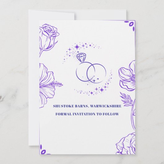 イラスト付き Save the Date 招待状 (裏面)