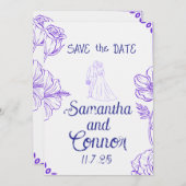 イラスト付き Save the Date 招待状 (正面/裏面)