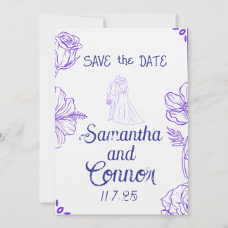 イラスト付き Save the Date 招待状