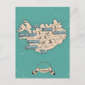 イラスト入りのアイスランド旅行地図 インビテーションポストカード (正面)