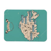 イラスト入りのアイスランド旅行地図 マグネット (横)