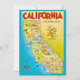 イラスト入りのカリフォルニア州の大きなポストカード（5x7） サンキューカード