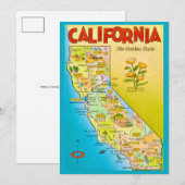 イラスト入りのカリフォルニア州の大きなポストカード（5x7） サンキューカード (正面/裏面)