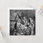 イラスト入りのクリスマスのキリスト降誕シーン カード (正面/裏面インサイチュ)