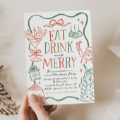 イラスト入りのクリスマスパーティーの招待状 招待状