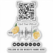 イラスト入りのモダンなポッドキャストQRコードフォロー シール (正面)