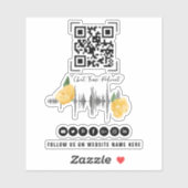 イラスト入りのモダンなポッドキャストQRコードフォロー シール (シート)