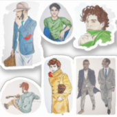 イラスト入りの男性 シール (正面)