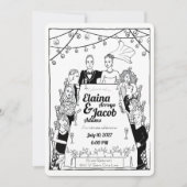 イラスト入りの結婚式のゲスト 招待状 (正面)