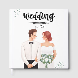 イラスト入りの結婚式ゲストブック - ロマンチックな花嫁と ゲストブック