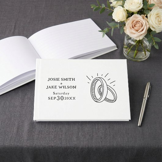 イラスト入りの結婚指輪の結婚式ゲストブック ゲストブック