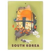 イラスト入りの韓国地図ポスター クリップボード (裏面)