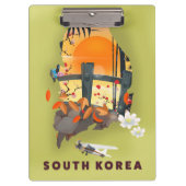 イラスト入りの韓国地図ポスター クリップボード (正面)