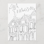 イラスト入りサンフランシスコ 黒と白のポストカード ポストカード (正面)