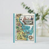 イラスト入りデラウェア州地図のポストカード ポストカード (スタンド正面)