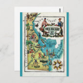 イラスト入りデラウェア州地図のポストカード ポストカード (正面/裏面)