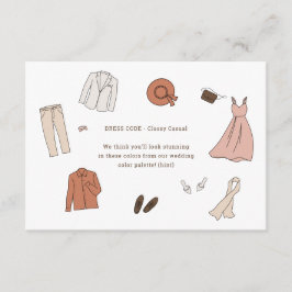イラスト入りドレスコードカード 結婚式の色とドレスコード エンクロージャーカード