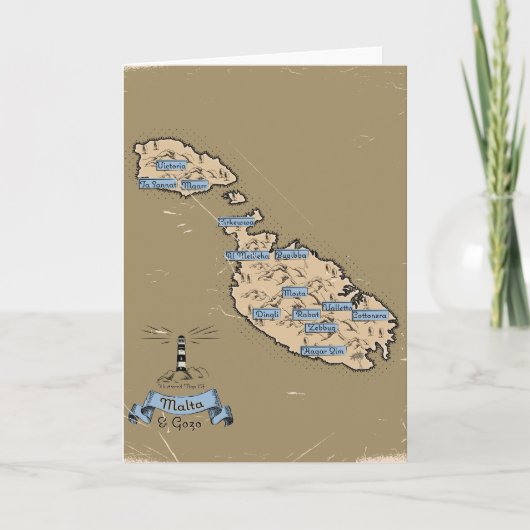 イラスト入りマルタ旅行地図 招待状 (正面)