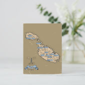 イラスト入りマルタ旅行地図 案内ポストカード (スタンド正面)