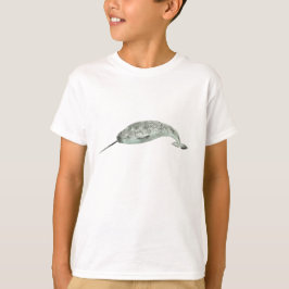 イラスト入り一角鯨の水彩画 Tシャツ