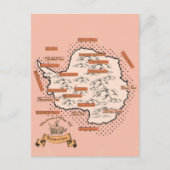 イラスト入り南極旅行地図 インビテーションポストカード (正面)