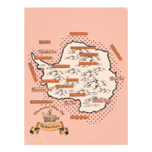 イラスト入り南極旅行地図 フォトプリント           