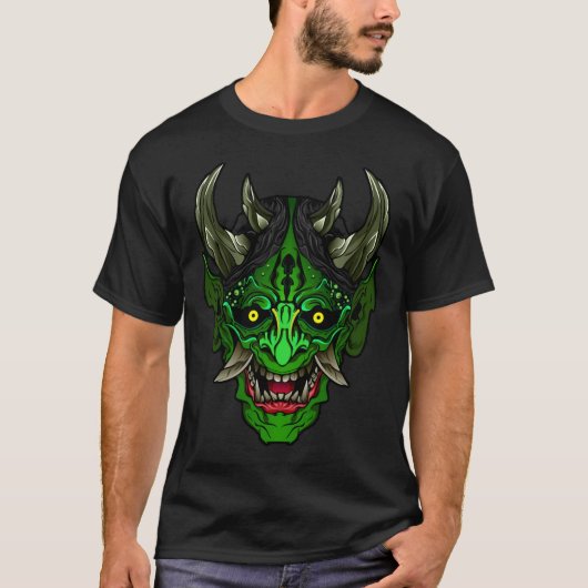 イラスト入り緑の鬼デモンティーシャツ Tシャツ (正面)