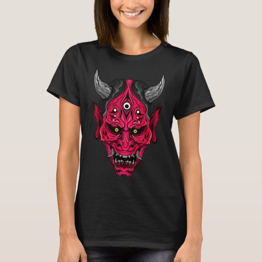 イラスト入り赤鬼デーモン Tシャツ (正面)