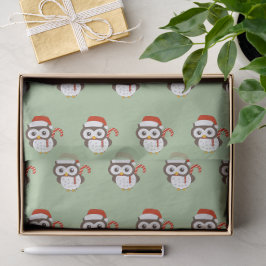 イラスト入り ミスター フクロウ クリスマス ライト グリーン ティッシュペーパー 薄葉紙