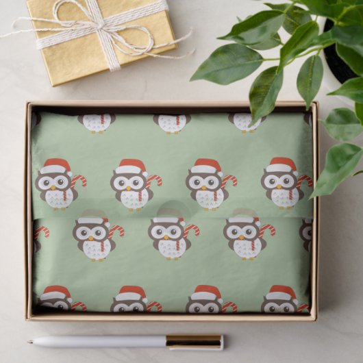 イラスト入り ミスター フクロウ クリスマス ライト グリーン ティッシュペーパー 薄葉紙 (ギフト)