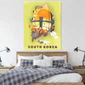 イラスト大韓民国地図ポスター キャンバスプリント (インサイチュ (寝室))
