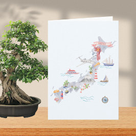 イラスト日本地図グリーティングカード カード