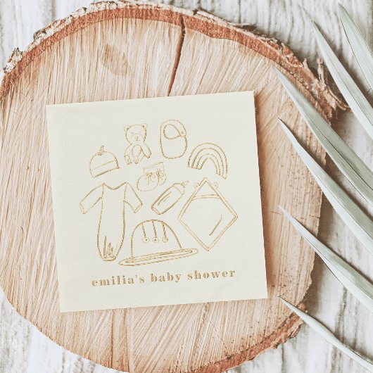 イラスト生まれたばかりのベビーシャワー 箔ナプキン