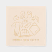 イラスト生まれたばかりのベビーシャワー 箔ナプキン (正面)