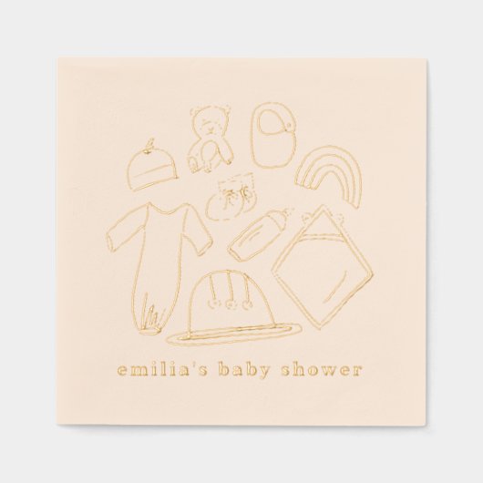 イラスト生まれたばかりのベビーシャワー 箔ナプキン (正面)