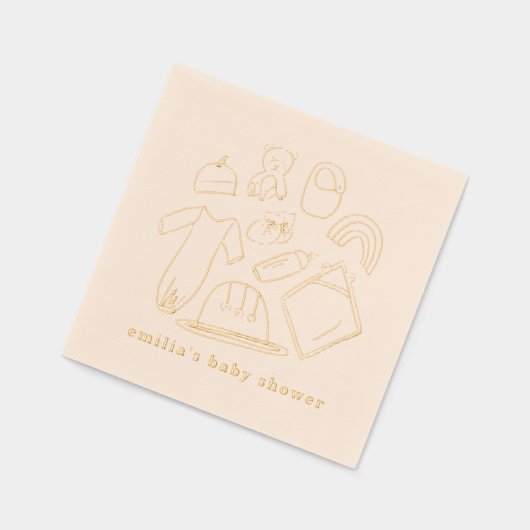 イラスト生まれたばかりのベビーシャワー 箔ナプキン (左)
