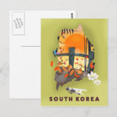 イラスト韓国地図ポスター ポストカード (正面/裏面)