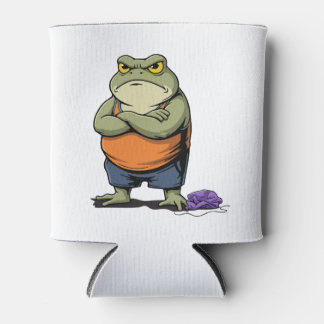 イラスト風カエル グランピーなカエルのおもしろTシャツ 缶クーラー