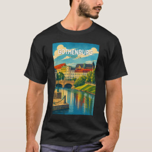 イラスト イェーテボリ スウェーデン トラベル アート ヴィンテージ Tシャツ