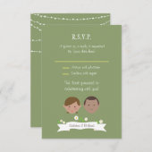 イラスト カップル ポートレート ウェディング 招待状 (正面/裏面)