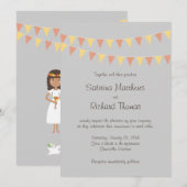 イラスト カップル ポートレート ウェディング 招待状 (正面/裏面)