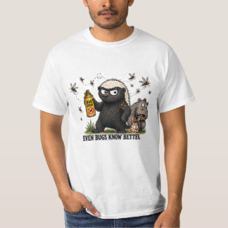 イラスト ハチミツアナグマ キャンプデザイン Tシャツ