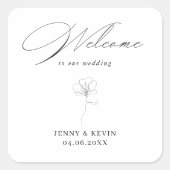 イラスト ハンドドローンフラワーの歓迎 スクエアシール (正面)