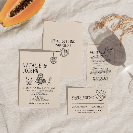 イラスト ハンドライティング ケーキ クィルキー スイート ウェディング 招待状