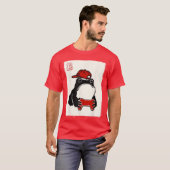 イラスト 和風 グラフィティ 風刺 墨絵 面白い カエル ゲーマー Tシャツ (正面フル)