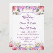 イラック・ワイルドフラワーロマンチック結婚式招待状 セーブザデート (正面/裏面)