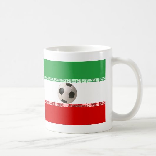 イラニの旗と3Dサッカーボール コーヒーマグカップ (右)