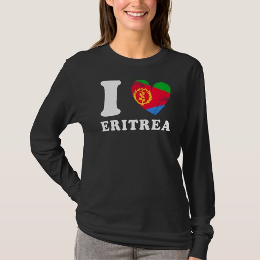 イラブエリトリアハート国旗エリトリア Tシャツ (正面)