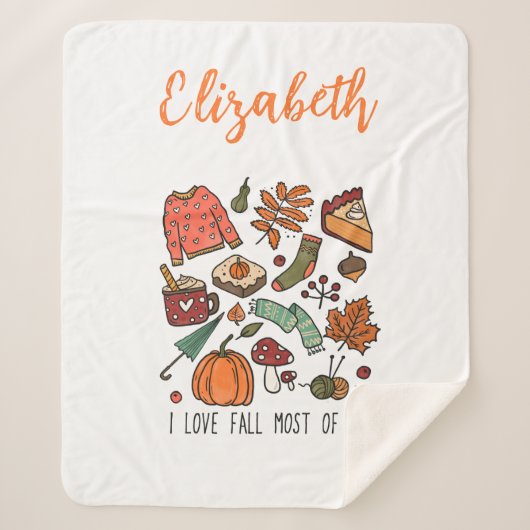 イラブパーソナライズされた秋紅葉カボチャ シェルパブランケット (正面)